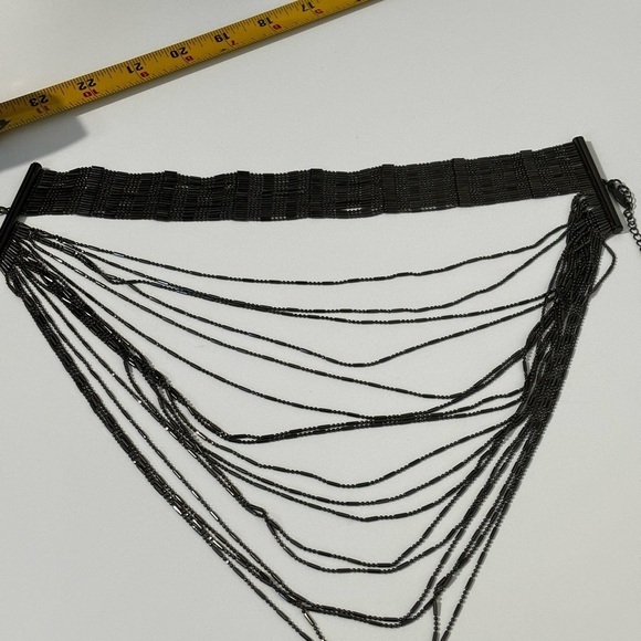 Natasha multi layered/strand charcoal gray necklace - Picture 3 of 7